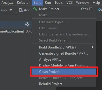 Android Studio Clean Project option