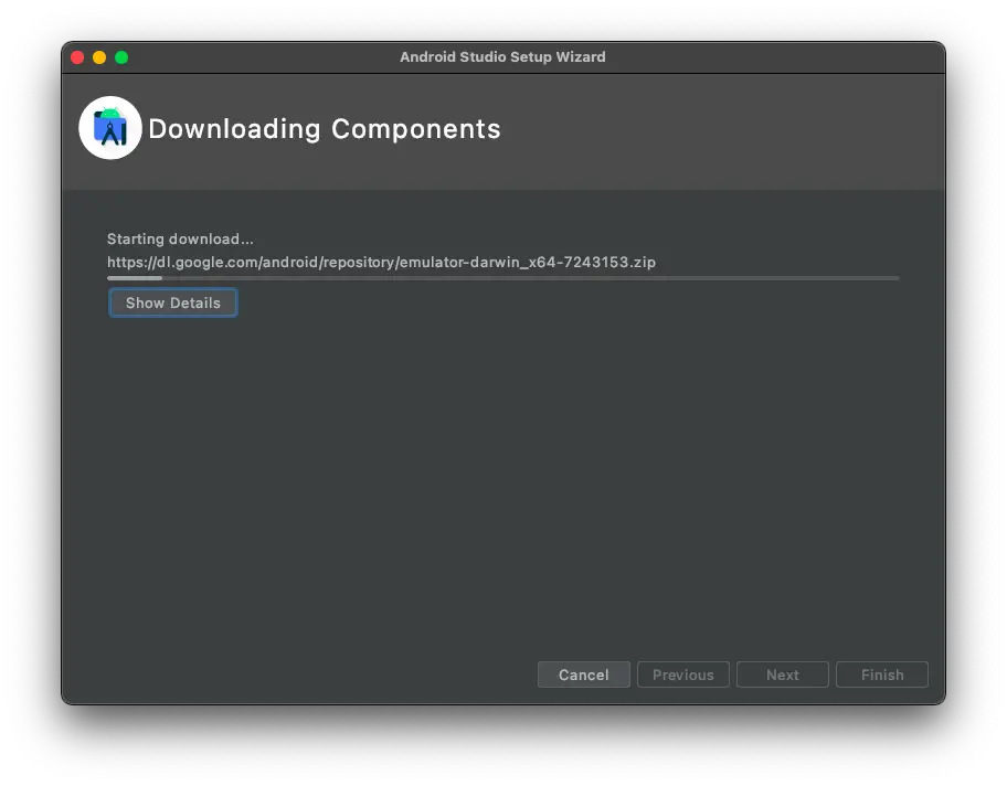 Android Studio downloading components