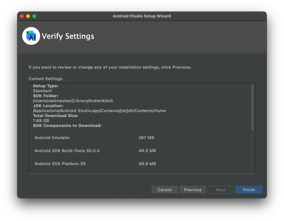 Android Studio verify settings