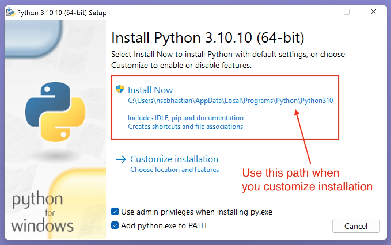 Default Python location for Windows