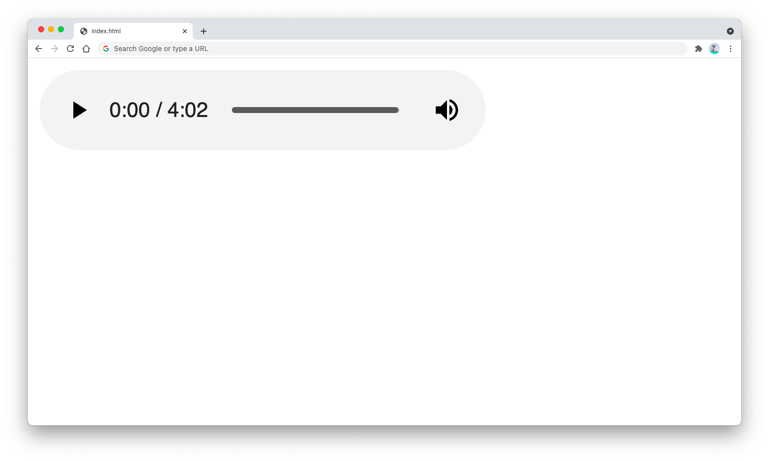 HTML audio tag in the browser