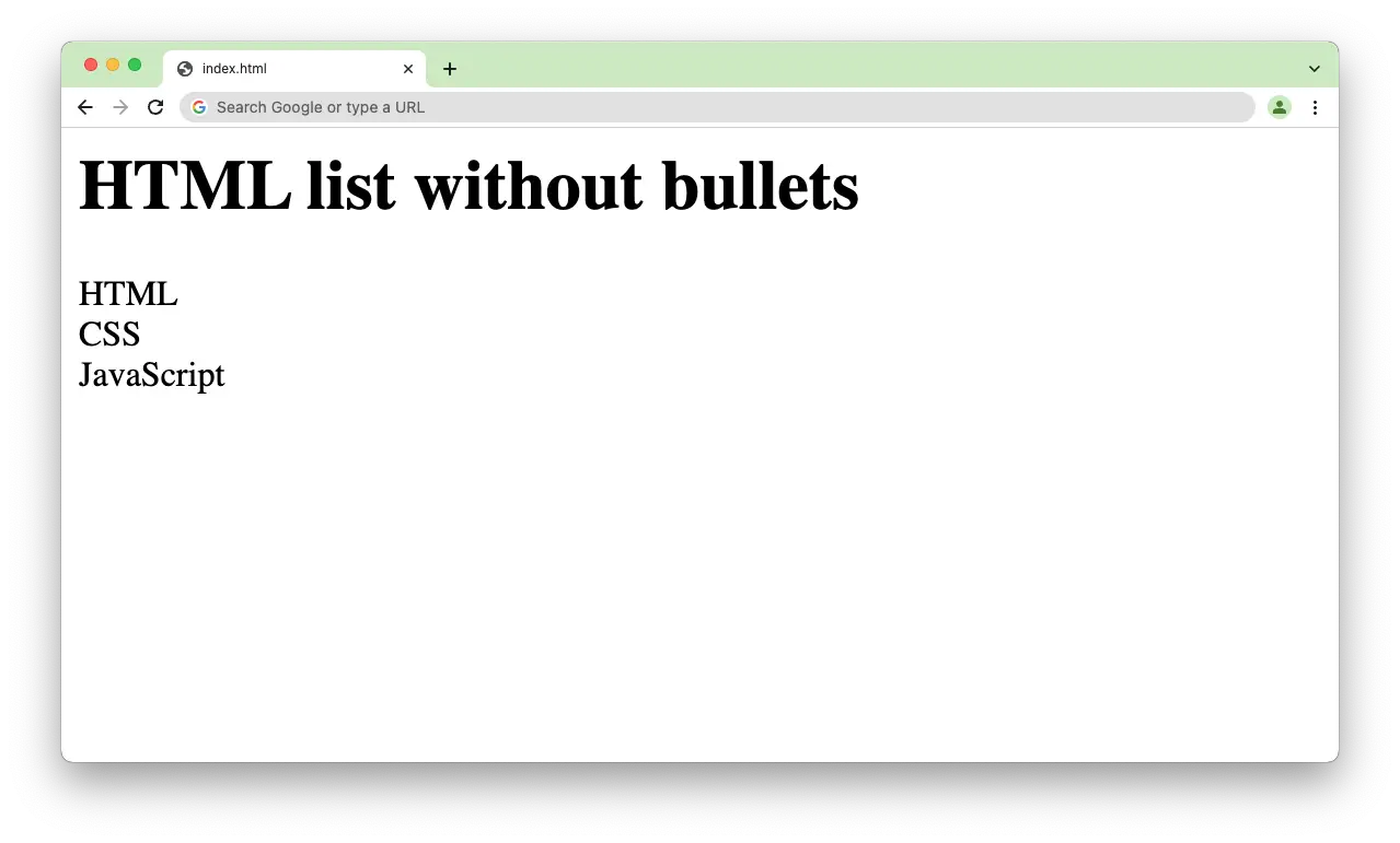 HTML list without bullets rendered