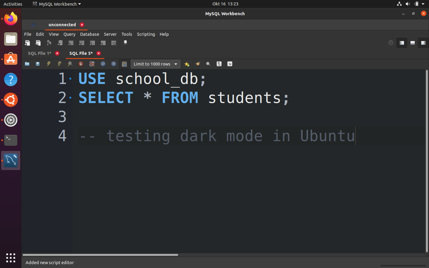 MySQL Workbench full dark theme in Ubuntu