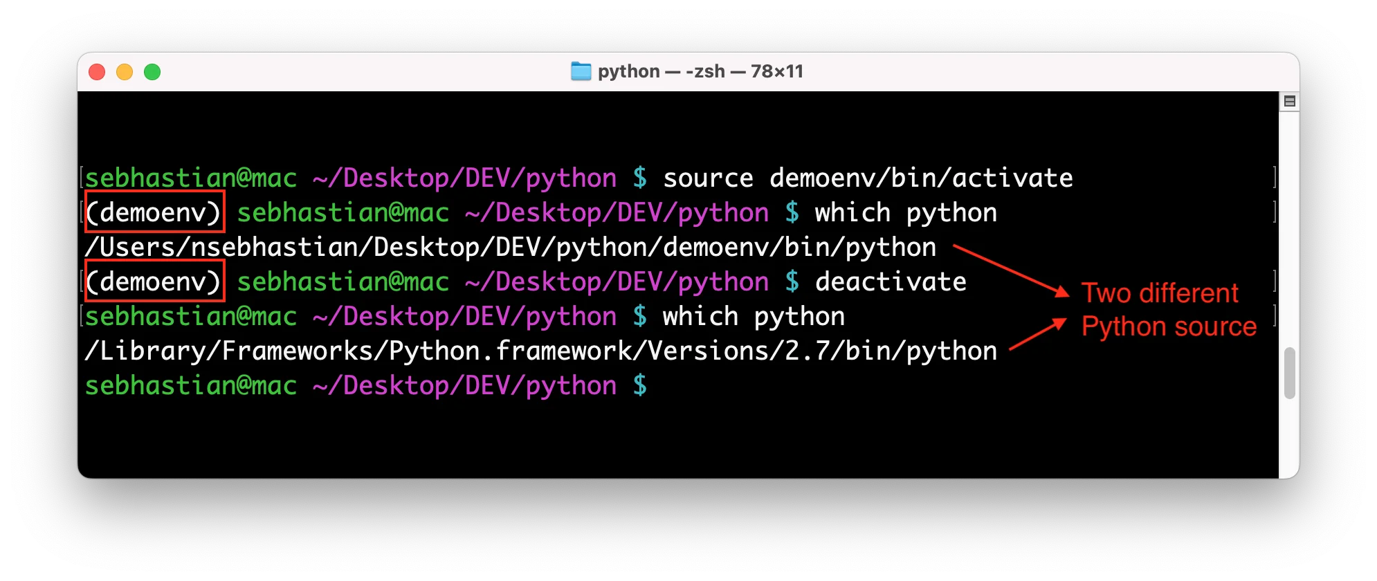 Python has an active venv environment
