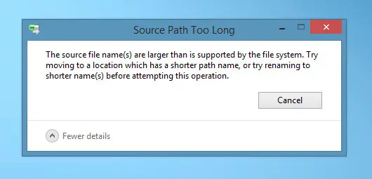 Windows source path too long error