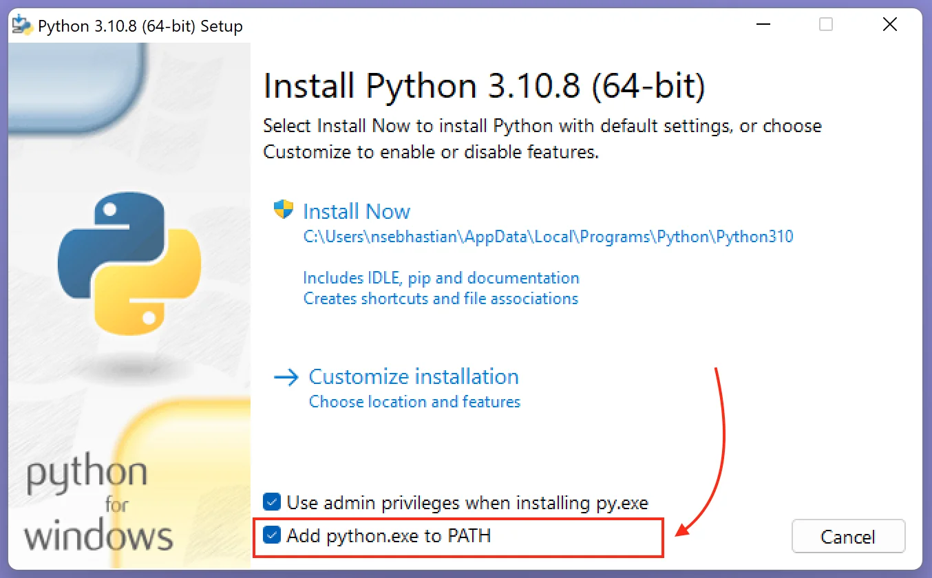 Add Python.exe to PATH
