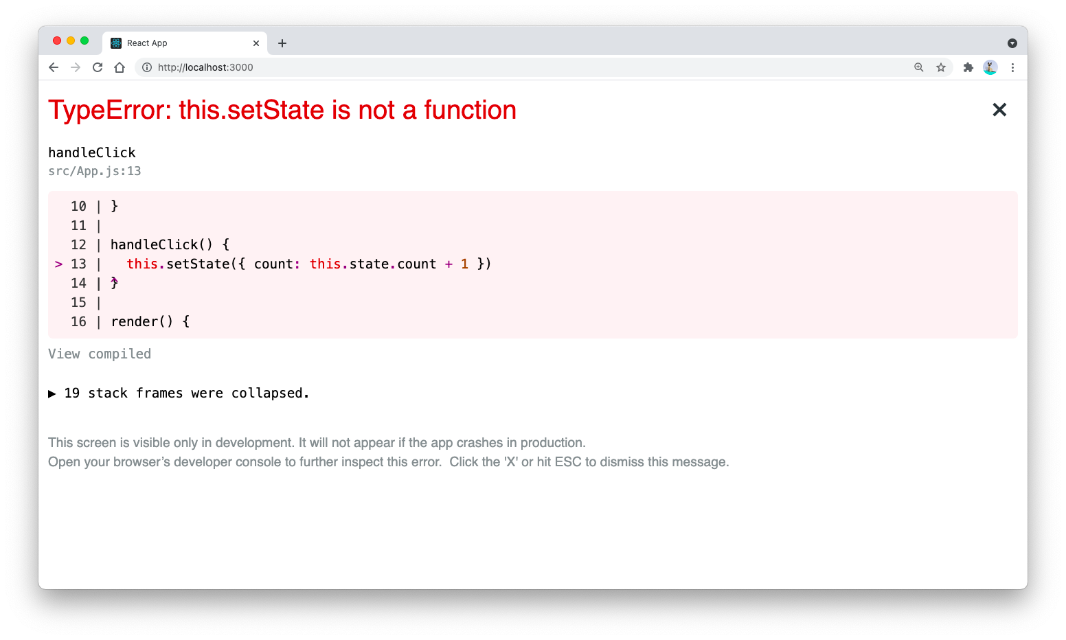 React this.setState is not a function error