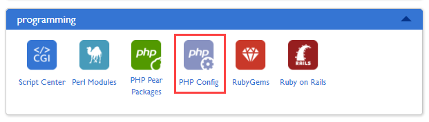 Bluehost PHP config menu